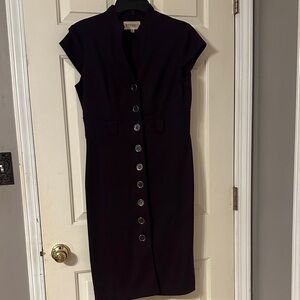Studio I Dark Midi Dress with Button Detail